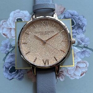 OLIVIA BURTON GLITTER BLUSH WATCH WITH 34mm LIGHT ROSEGOLD GLITTER FACE